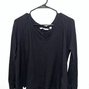 Calvin Klein Jeans Black V-Neck Long Sleeve Knit Top